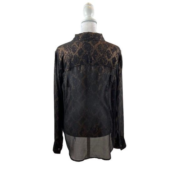 Ladies Rock & Republic brand Sheer Copper and Black Snakeprint Blouse Medium - Picture 7 of 13